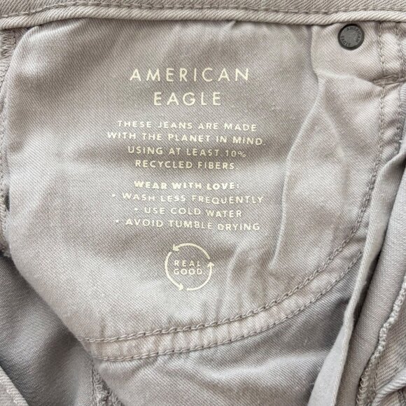 American Eagle Airflex+ Mens Gray Slim Straight Jeans Size 34x30 Distressed - Picture 7 of 12